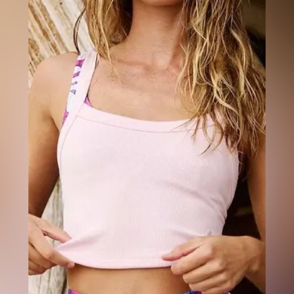 Free People Movement Women’s All Clear Solid Cami Ribbed Power Pink